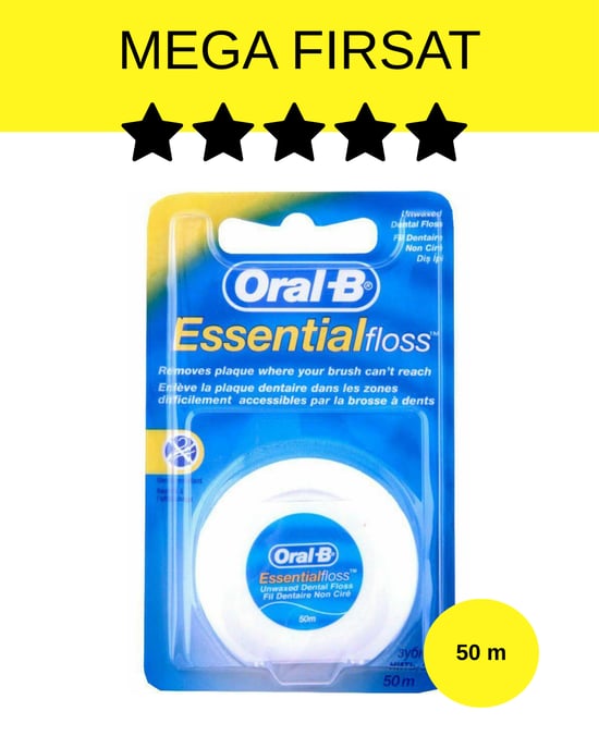 Oral-B, Diş İpi, Essential Floss, Nane, naneli, 50MT, 50m, 50 metre, diş arası temizliği, kaliteli diş ipi, diş eti sağlığı, sağlıklı diş etleri, parçalanmayan diş ipi, kopmayan diş ipi, komple ağız bakımı, diş eti temizliği, bakterileri temizler, , dişipi, disipi