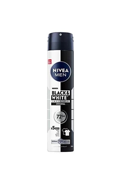 NIVEA Erkek Black White Invisible Original Sprey Deodorant 200 ml