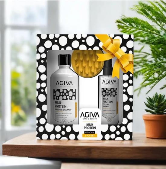 Agiva Milk Protein Şampuan 500 ml & Saç Bakım Sütü 200 ml & Masaj Tarağı 3'lü Set