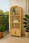 Dekoratif Hasır Kapaklı 4 Raflı Çok Amaçlı Kitaplık