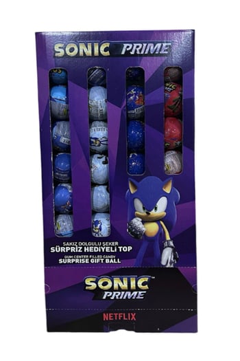 Sonic Şekerli Sürpriz Hediyeli Top Standlı 15gr*36'lı