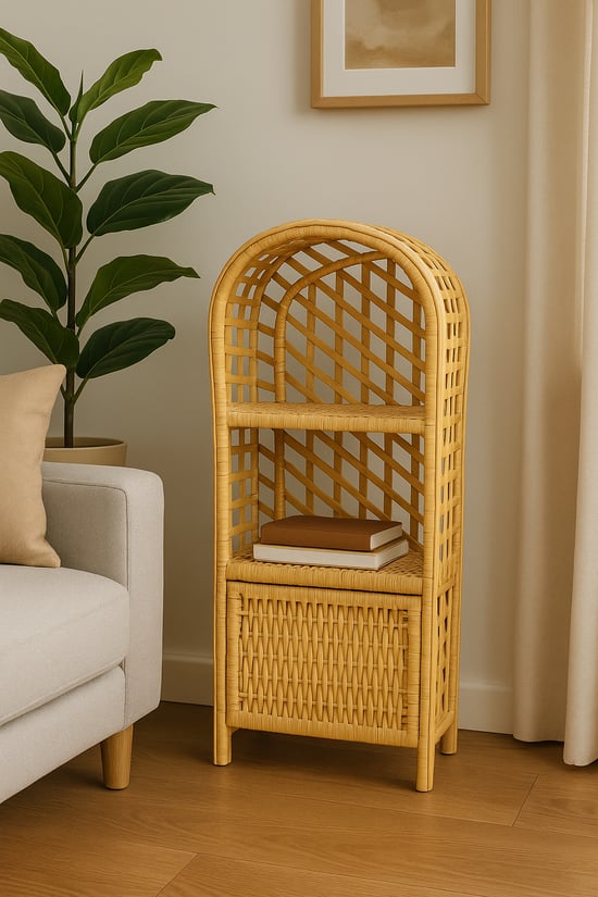 Rafiste Dekoratif Hasır Raf Kitaplık Kapaklı