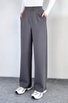 Thiff Kadın Likralı Cırt Kapama Gri Geniş Paçalı Rahat Palazzo Pantolon