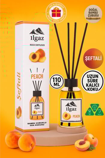 Ilgaz Şeftali Bambu Çubuklu Oda Kokusu 110 ml | Red Diffuser Peach Meyveli Ortam Kokusu
