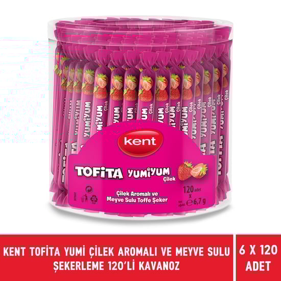 Kent Tofita Yumi Çilek Aromalı ve Meyve Sulu Şekerleme 120'li Kav