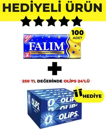 Falım (5'li 7gr x 100 Adet) - Olips (28gr x 24) Avantajlı Damla Sakız ve Mentol Okaliptus Aromalı Şekerleme Paketi
