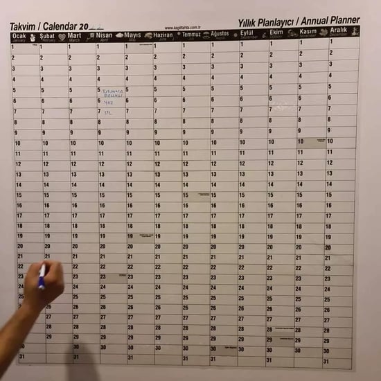 Private 1 Adet Yıllık Planlayıcı 2024 Takvim  Sihirli Kağıt Tahta 100×100 cm