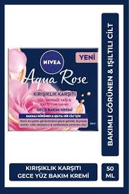 NIVEA Aqua Rose Kırışıklık Karşıtı Gece Yüz Bakım Kremi 50ml, Kalsiyum, Ince Çizgi Görünümü, Sıkı Cilt