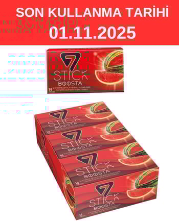 7 STICK Karpuz Aromalı Şekersiz Sakız 29 gr X 12'li Paket