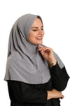 Hürrem Bone Gri Pratik Hazır Geçmeli Tesettür Eşarp Sandy Kumaş Sade 1600_15
