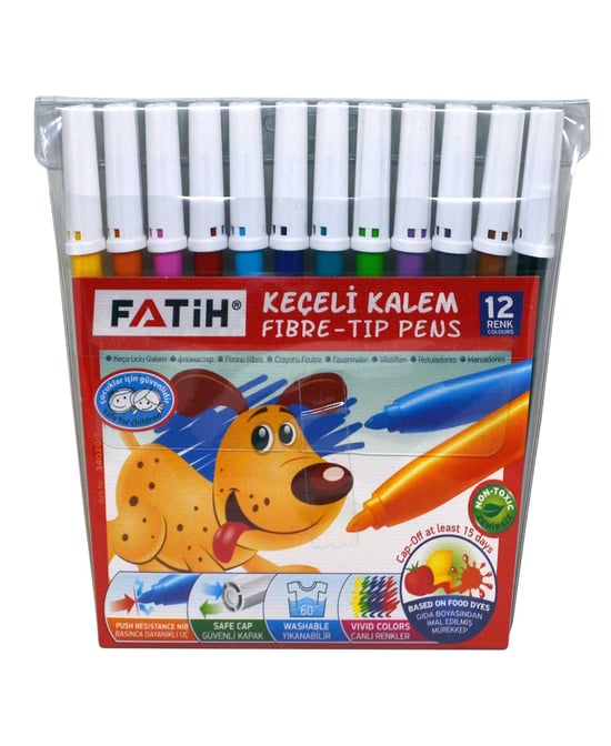 Fatih Keçeli Kalem Slim 12 Renk