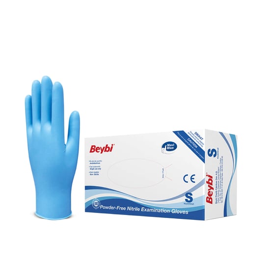 Beybi Pudrasız Nitril Muayene Eldiveni S Beden Mavi 100'lü
