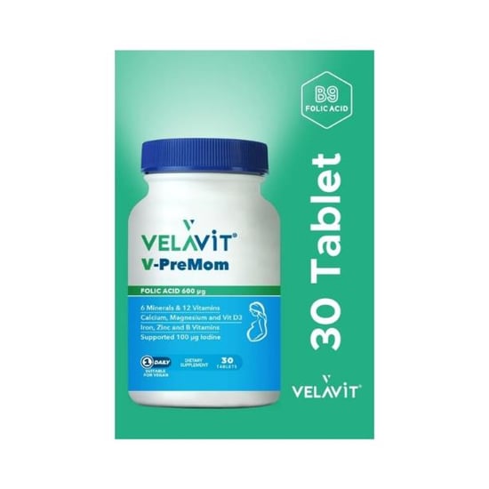 Velavit V-PreMom Folic Acid 600 uq 30 Kapsül
