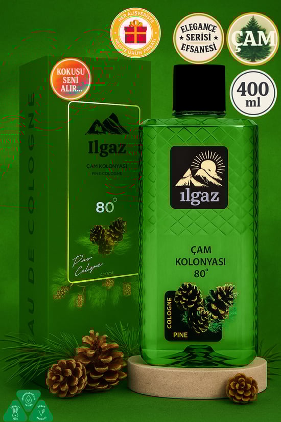 Ilgaz Çam Kolonyası 80 Derece Çam Kozalağı Kokusu Elegance Series 400 ml