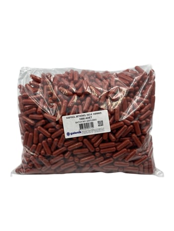 Galenik Kırmızı Bitkisel Kapsül 500 mg No: 0 - 1000 Adet Midede  Çözünen