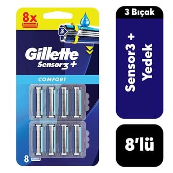 Yedek Gillette Tıraş Bıçağı Sensor3 8'li Plus Comfort