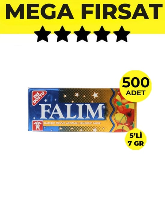 Falım Karışık Meyve Aromalı Sakız (5'li 7gr x 500 Adet) Avantajlı Falım Paketi