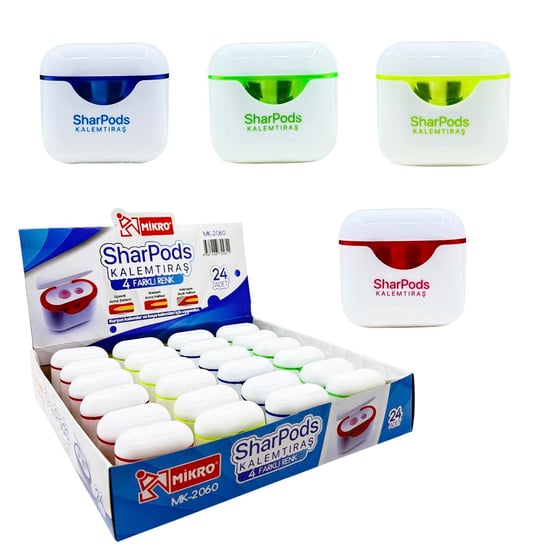 Mikro Mk-2060 SharPods Çift Bıcaklı Kalem Tıraş 4 Farklı Renk 24 Adet'li