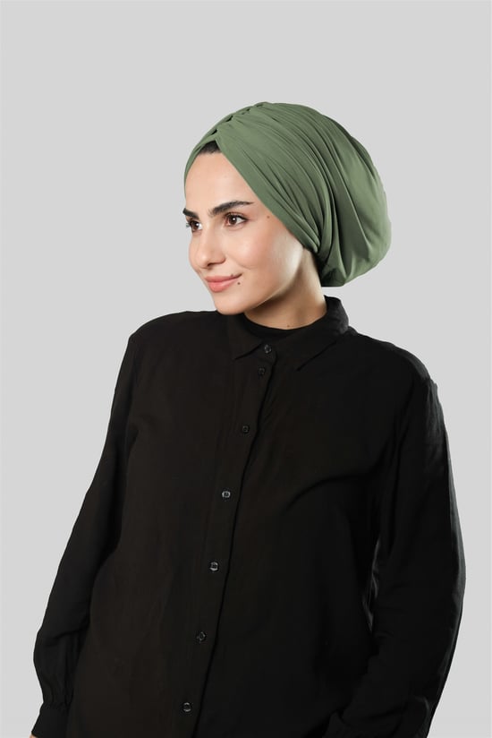 Hürrem Bone Yağ Yeşili Drapeli Salaş Tesettür Bone Sandy Büzgülü 2315_36