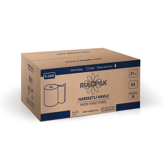 Rulopak Hareketli Kağıt Havlu 2 Katlı 21 Cm 80M 6'lı Paket