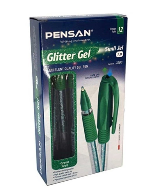 pensan,pensan glıtter neon jel kalem yeşil,12 adet,0.8mm,kalem çeşitleri,kalemler,renkli kalemler,kalem fiyatları,jel kalem,toptan satın al,toptan tr,kalem