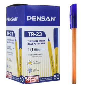 Pensan Mavı Tr-23 Ucgen Tukenmez Kalem 50 Lı