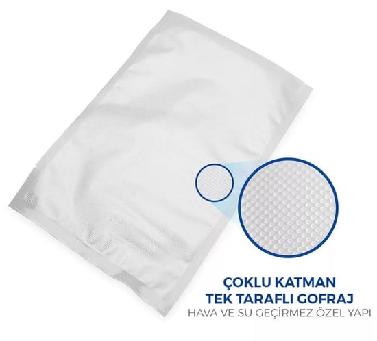 Private 5 KG Gofrajlı 90 Mikron Ev Tipi Gıda Vakum Poşeti 25X35  cm