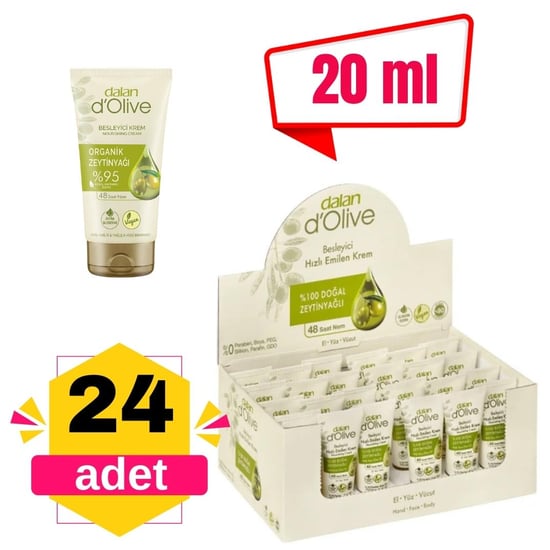 Dalan D Olive Organik Zeytinyağlı Besleyici Krem 20 ml x 24 Adet