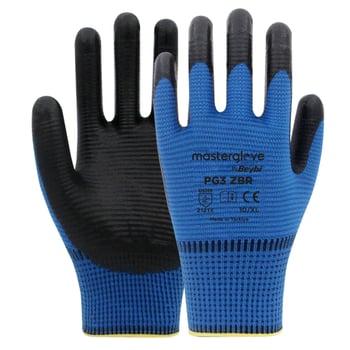 Master Glove Pg3 Zebra Mavi Polyester Örme Nitril Iş Eldiveni 10 Beden
