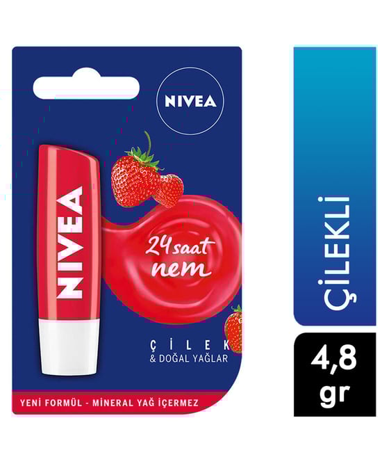 nivea, dudak koruyucu, çilekli dudak koruyucu, meyveli dudak koruyucu, nemlendirici dudak koruyucu, dudak kremi, dudak parlatıcısı, çilekli parlatıcı, çilekli dudak parlatıcısı