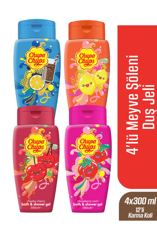 Chupa Chups Banyo Ve Duş Jeli 4lü Meyve Şöleni Paketi 4X300ml