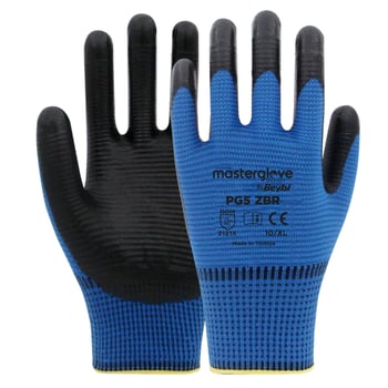 Pg5 Zebra Mavi Polyester Örme Nitril Iş Eldiveni 10 Beden
