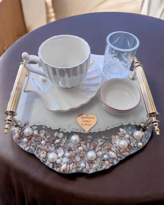 Dreamy Gold Söz Kahve Tepsisi Bronz