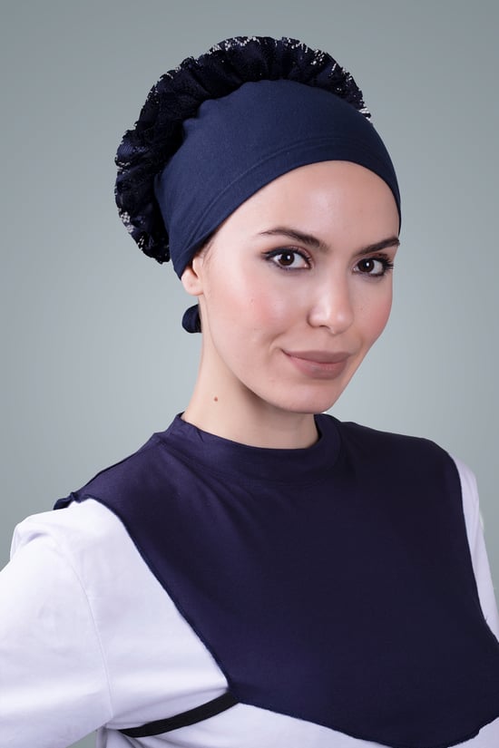 Lacivert Tesettür Boyunluk Viskon Kumaş Düz 1003_02