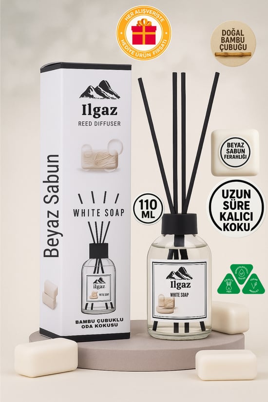 Ilgaz Beyaz Sabun Çubuklu Oda Kokusu Red Diffuser White Soap Ortam Kokusu 110 Ml