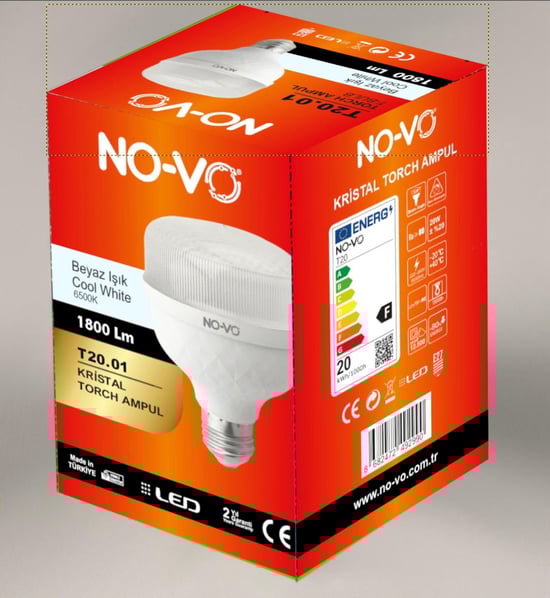 No-Vo T20,01 Kristal Torch Ampul 6500 K Beyaz Işık 1800 Lm