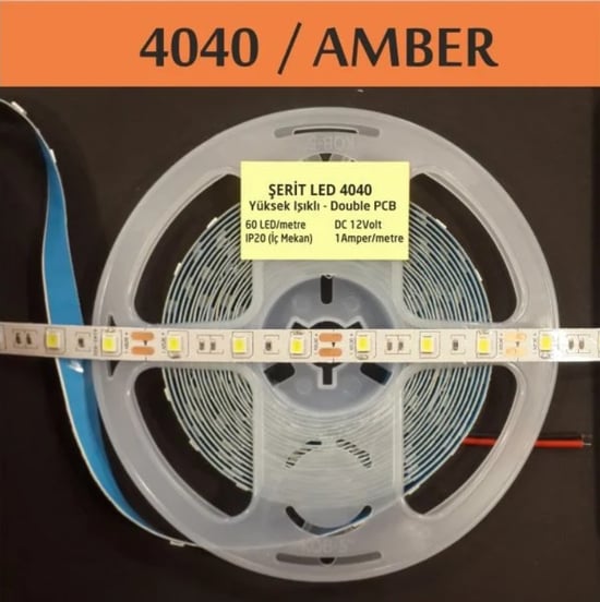 Erbay Elektrik 4040 Orjinal 3 Dirençli Şerit Led Amber Turuncu Metre Bazlı