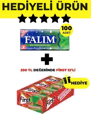Falım Nane Aromalı Sakız (7gr x 100 Paket) - First Sensations Karpuz 12’li Paket (27gr x 12 Adet) Avantajlı Falım-First Paketi