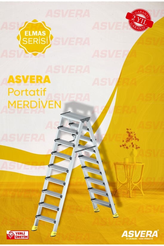 Yakut Serisi – 9+9 Alüminyum Çift Çıkışlı Merdiven Bahçe, Ev, Depo ve Atölye için Güvenli Çözüm