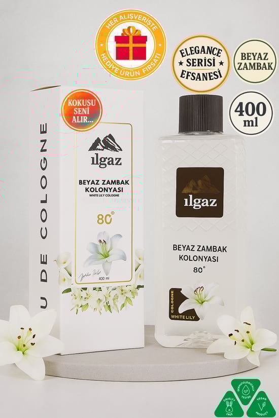 Ilgaz Beyaz Zambak Kolonyası Elegance Series 80 Derece 400 ml