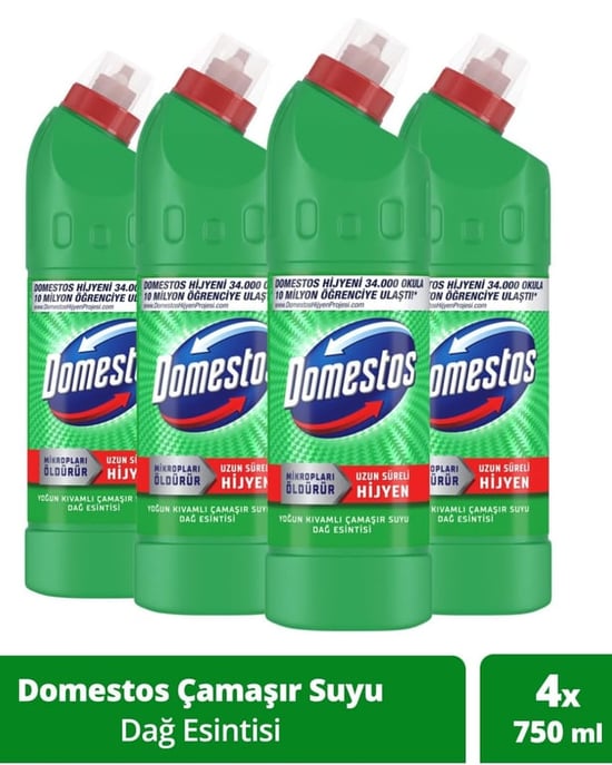 Domestos Yoğun Kıvamlı Çamaşır Suyu Dağ Esintisi 750 ml x 4'lü