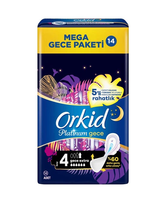 Orkid Platinum Gece Hijyenik Ped 14'lü Mega Paket