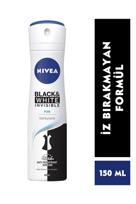 NIVEA Kadın Sprey Deodorant Black&White Invisible Pure 150 ml