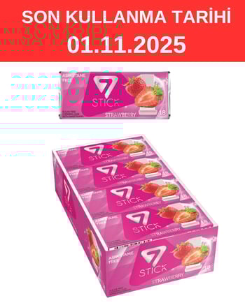 7 STICK Çilek Aromalı Şekersiz Sakız 31 gr X 12'li Paket
