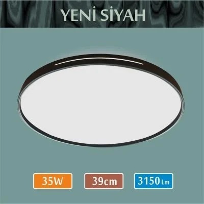 Erbay Sıva Üstü Led Panel Yuvarlak 35 Watt-Siyah Kasa-Beyaz-Günışığı