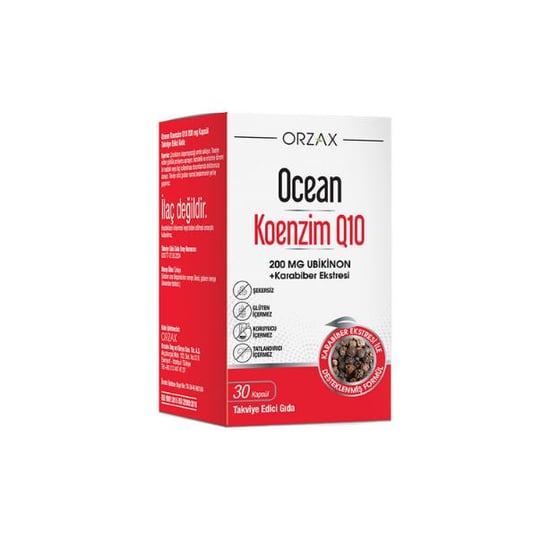 Ocean Koenzim Q10 200 mg Ubikinon + Karabiber Ekstresi 30 Kapsül