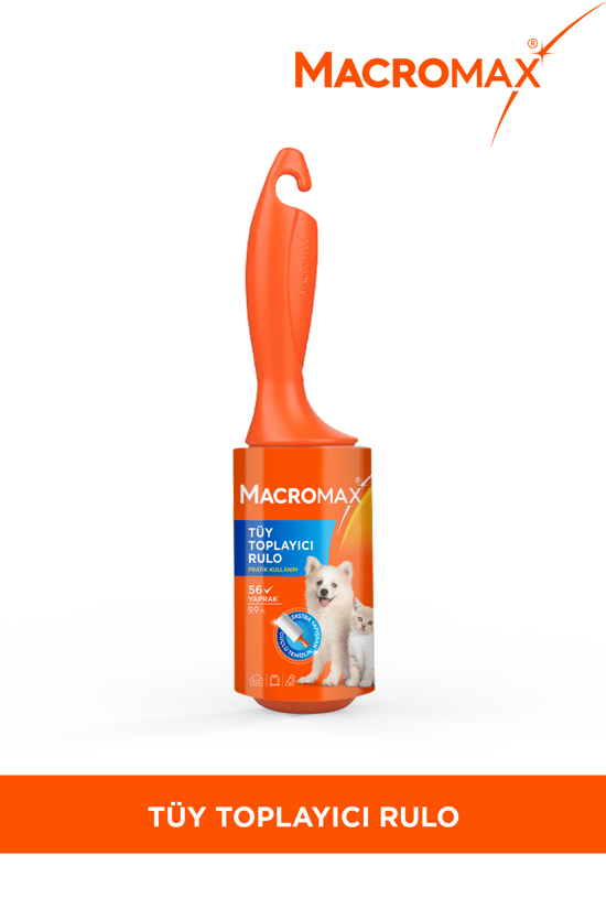 Macromax Tüy Toplayıcı Rulo 56 Yaprak Ekstra Yapışkanlı Kedi Köpek Tüyü Toz Toplama Rulosu