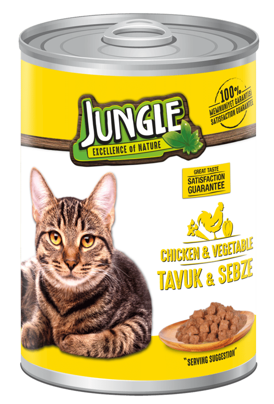 Jungle 400 Gr Konserve Kedi Maması Tavuklu & Sebzeli  Jngk-001
