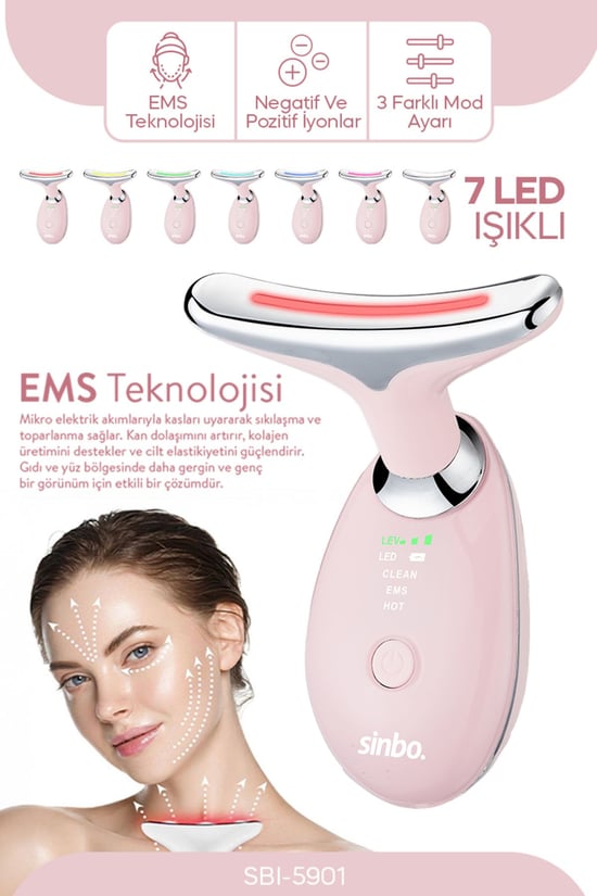 Sinbo SBI-5901 Yüz ve Boyun Bölgesi Kırışıklık Giderici Sıkılaştırıcı Masaj Aleti