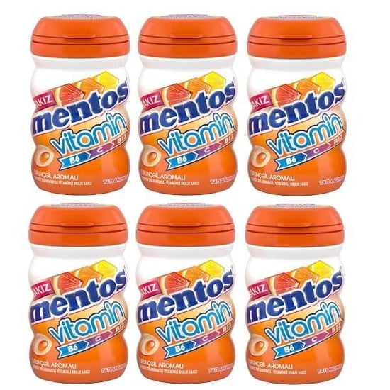 Mentos Vitamin B6 - C - B12 Şekersiz Tatlandırıcılı Sakız 6 Adet x 90 g - Turunçgil  Aromalı